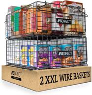 📦 xxl stackable wire pantry baskets - set of 2 for optimal kitchen organization and storage - foldable metal organizer bins for food storage, snacks, fruits логотип