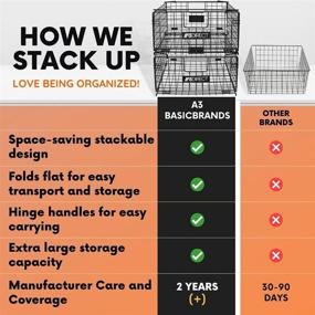 img 3 attached to 📦 XXL Stackable Wire Pantry Baskets - Set of 2 for Optimal Kitchen Organization and Storage - Foldable Metal Organizer Bins for Food Storage, Snacks, Fruits