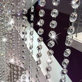img 4 attached to 💎 32.8ft Clear Crystal Beads Chain | Crystal Garland Chandelier Octagon Beads | Glass Crystal Lamp Chain K9 | Not Acrylic or Plastic