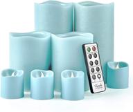 furora lighting blue flameless candles - remote controlled, set of 8 light blue candles for home - battery operated pillar candles - ideal for wedding decor, centerpieces, and holiday decorations логотип