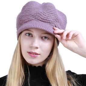 img 3 attached to Stay Cozy with Muryobao Women's Winter Warm Slouchy Cable Knit Beanie Skull Hat with Visor