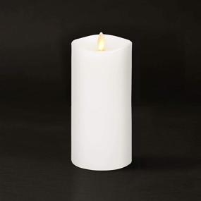 img 2 attached to 🕯️ Luminara Flameless Slim Pillar Candle - Flickering Real Flame Effect, Melted Edge, Smooth Wax, Unscented, White - Real Wax, LED Battery Operated