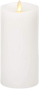 img 4 attached to 🕯️ Luminara Flameless Slim Pillar Candle - Flickering Real Flame Effect, Melted Edge, Smooth Wax, Unscented, White - Real Wax, LED Battery Operated