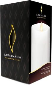 img 3 attached to 🕯️ Luminara Flameless Slim Pillar Candle - Flickering Real Flame Effect, Melted Edge, Smooth Wax, Unscented, White - Real Wax, LED Battery Operated