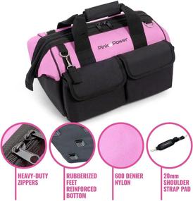 img 1 attached to Pink Power 16 Inch Tool Bag for Women: 22 Pockets, Shoulder Strap, and Ample Storage