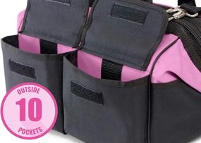 img 2 attached to Pink Power 16 Inch Tool Bag for Women: 22 Pockets, Shoulder Strap, and Ample Storage