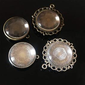 img 1 attached to Double-Sided Round Pendant Trays and Glass Cabochon Set with Key Ring for Bracelet and Necklace DIY Crafting and Gift Making by Seasonsky