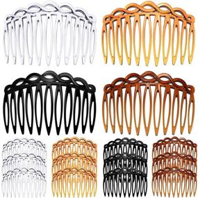 img 4 attached to Set of 16 Plastic Hair Side Combs for French Twist, Wedding Veil, and Bridal Hairstyles - Hair Clip Combs Accessories for Women and Girls (Black, Transparent, Light and Dark Coffee)