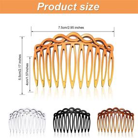 img 3 attached to Set of 16 Plastic Hair Side Combs for French Twist, Wedding Veil, and Bridal Hairstyles - Hair Clip Combs Accessories for Women and Girls (Black, Transparent, Light and Dark Coffee)