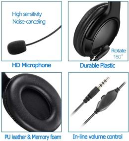 img 2 attached to Kids Headphones With Microphone 4 Pack In Bulk For School Classroom Students Children Teen Boys Girls And Adults (4 Black)