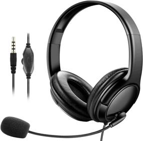 img 4 attached to Kids Headphones With Microphone 4 Pack In Bulk For School Classroom Students Children Teen Boys Girls And Adults (4 Black)