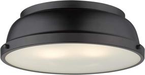 img 1 attached to 🔲 Matte Black Flush Mount Ceiling Light by Golden Lighting - Duncan 3602-14 BLK, with Stylish Matte Black Shade