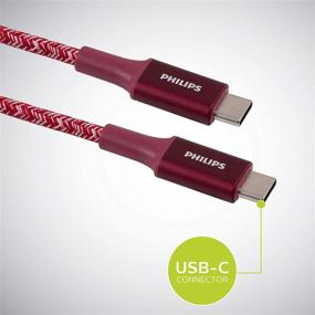 img 3 attached to 🔌 Philips 6 фут. USB-кабель Type C: Красный оплетенный кабель быстрой зарядки для iPad Pro, MacBook Pro, Samsung Galaxy и многих других