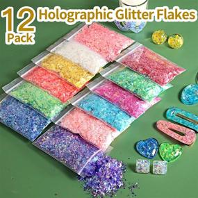 img 1 attached to 🎨 LEOBRO Resin Supplies Kit - 49PCS: Extra Fine Glitter, Glitter Flakes Sequins, Foil Flakes | Craft Glitter for Resin Art, Nail Art, Slime, Jewelry Making | Mixing Stick & Tweezers Included