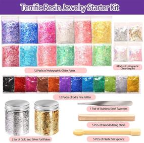 img 2 attached to 🎨 LEOBRO Resin Supplies Kit - 49PCS: Extra Fine Glitter, Glitter Flakes Sequins, Foil Flakes | Craft Glitter for Resin Art, Nail Art, Slime, Jewelry Making | Mixing Stick & Tweezers Included