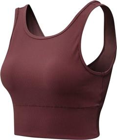 img 4 attached to 🏋️ Women's Padded Sports Bra Tank Top - Comfy Crop Cami Bra for Gym, Workout, Running, Yoga, and Athletic Activities