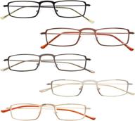 👓 bfoco 5 pairs metal frame reading glasses: stylish eyewear for men and women logo