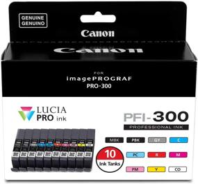 img 1 attached to 🖨️ Картриджи с чернилами Canon PFI-300 Lucia PRO: 10 картриджей с чернилами для принтера imagePROGRAF PRO-300.