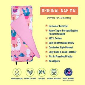 img 3 attached to 🦙 Wildkin Original Nap Mat: Award-Winning Toddler Nap Mat with Pillow - Ideal for Daycare and Preschool - BPA-Free - Llamas & Cactus Pink Design - Olive Kids