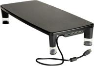 💼 enhance productivity with 3m adjustable monitor stand: black, 4-port usb hub for computers, laptops, tvs, speakers & printers logo
