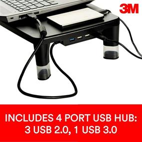 img 2 attached to 💼 Enhance Productivity with 3M Adjustable Monitor Stand: Black, 4-Port USB Hub for Computers, Laptops, TVs, Speakers & Printers