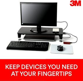 img 1 attached to 💼 Enhance Productivity with 3M Adjustable Monitor Stand: Black, 4-Port USB Hub for Computers, Laptops, TVs, Speakers & Printers
