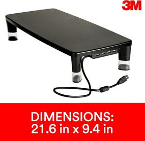 img 3 attached to 💼 Enhance Productivity with 3M Adjustable Monitor Stand: Black, 4-Port USB Hub for Computers, Laptops, TVs, Speakers & Printers