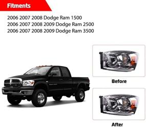 img 1 attached to 🚗 Chrome Housing Amber Reflector Clear Lens Headlamps for 2006-2008 Dodge Ram 1500, 2006-2009 Ram 2500 3500 Passenger and Driver Side - Replaces 68003125AB, 68003124AB