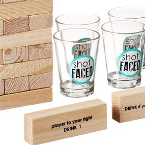 img 2 attached to 🏢 Tipsy Tower Glass Drinking Game Set - Ideal Gift for Birthdays, Father's Day & More, New Box - Brown, with Wooden Blocks & 4 Lead-Free Shots