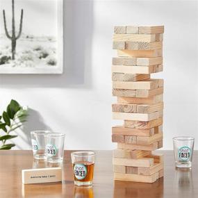 img 1 attached to 🏢 Tipsy Tower Glass Drinking Game Set - Ideal Gift for Birthdays, Father's Day & More, New Box - Brown, with Wooden Blocks & 4 Lead-Free Shots