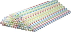 img 1 attached to [500 Pack] Striped Flexible Plastic Drinking Straws Disposable Straw 8'' inches Tall Assorted Colors - Perfect for Parties, Events & Drinks