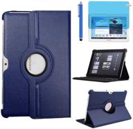 360 degree rotating stand case with stylus pen and screen film for samsung galaxy tab 2 10.1 inch tablet (gt-p5100 gt-p5110 gt-p5113), full protective cover in blue logo