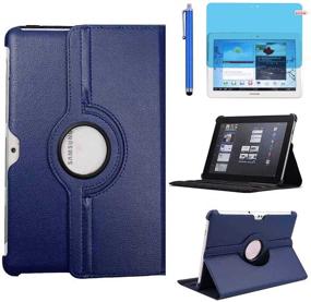 img 4 attached to 360 Degree Rotating Stand Case with Stylus Pen and Screen Film for Samsung Galaxy Tab 2 10.1 inch Tablet (GT-P5100 GT-P5110 GT-P5113), Full Protective Cover in Blue