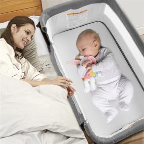 img 3 attached to Versatile Gray Baby Bassinet: 3-in-1 Adjustable Bedside Sleeper, Crib, and Travel Portable Bed for Infants