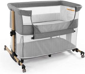 img 4 attached to Versatile Gray Baby Bassinet: 3-in-1 Adjustable Bedside Sleeper, Crib, and Travel Portable Bed for Infants