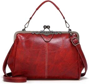 img 4 attached to 👜 Exquisite Vintage Kiss Lock Handbags: Oil Leather Evening Clutch, Satchel Purse, and Tote for Women