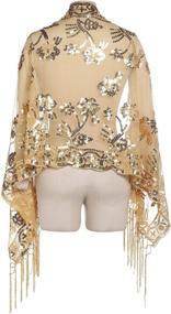 img 2 attached to 💃 BABEYOND Vintage 1920s Sequin Fringed Shawl Wrap - Ideal for Evening Events, Weddings, and Bridal wear - Elegant Cape Scarf