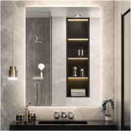 🪞 keonjinn 28x36 inch led backlit mirror: enhance your bathroom with lighted vanity mirror, anti-fog, dimmable and high lumens 5573lm, 3 colors light option - warm, natural, white (vertical/horizontal) логотип