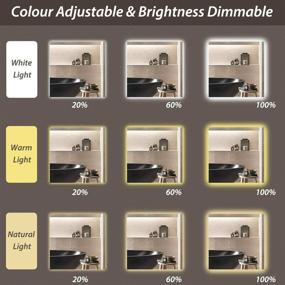 img 2 attached to 🪞 Keonjinn 28x36 Inch LED Backlit Mirror: Enhance Your Bathroom with Lighted Vanity Mirror, Anti-Fog, Dimmable and High Lumens 5573LM, 3 Colors Light Option - Warm, Natural, White (Vertical/Horizontal)