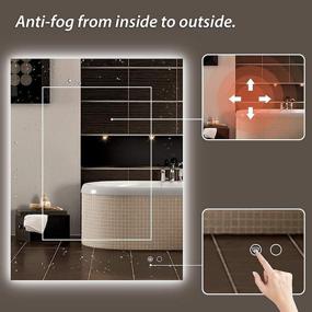 img 1 attached to 🪞 Keonjinn 28x36 Inch LED Backlit Mirror: Enhance Your Bathroom with Lighted Vanity Mirror, Anti-Fog, Dimmable and High Lumens 5573LM, 3 Colors Light Option - Warm, Natural, White (Vertical/Horizontal)