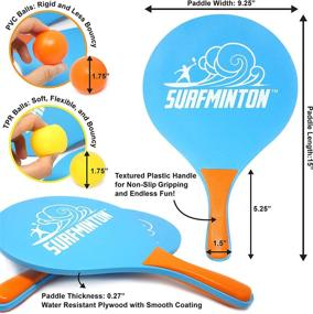 img 2 attached to 🏓 VIAHART Surfminton Classic Beach Tennis Wooden Paddle Game Set - Enhanced for Fall 2019 - Includes 4 Balls, 2 Water Resistant Rackets, and a Reusable Mesh Bag