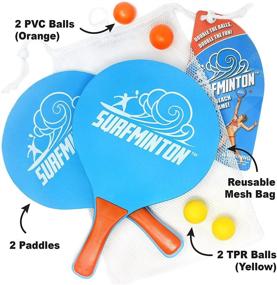 img 3 attached to 🏓 VIAHART Surfminton Classic Beach Tennis Wooden Paddle Game Set - Enhanced for Fall 2019 - Includes 4 Balls, 2 Water Resistant Rackets, and a Reusable Mesh Bag