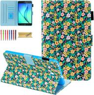 🌸 dteck slim leather folio case for samsung galaxy tab e 8.0 inch sm-t377/t375 - stylish flip stand cover with magnetic wallet and card slot, little floral design logo