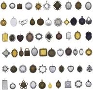 📿 julie wang 60-piece antiqued bronze silver bezel tray pendant blanks: no duplicates! logo