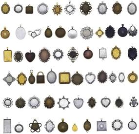 img 4 attached to 📿 Julie Wang 60-Piece Antiqued Bronze Silver Bezel Tray Pendant Blanks: No Duplicates!