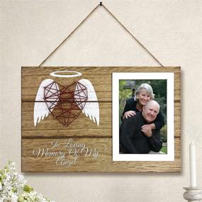 img 1 attached to 🕊️ OakiWay Memorial Gifts: Wood Picture Frame Sympathy Gift with Hand-Woven Heart Shape Guardian Angel