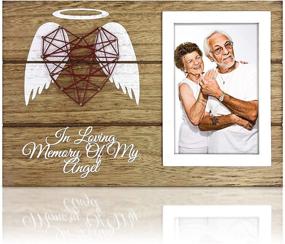 img 4 attached to 🕊️ OakiWay Memorial Gifts: Wood Picture Frame Sympathy Gift with Hand-Woven Heart Shape Guardian Angel