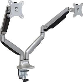 img 3 attached to Mount It Dual Monitor Desk Mount, Height Adjustable Arm for 32 Inch Screens, VESA 75x75 and 100x100, 20 lb Capacity, Black/Silver (MI-1772)