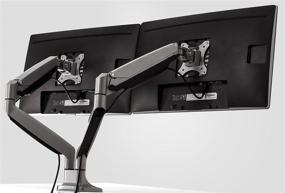 img 1 attached to Mount It Dual Monitor Desk Mount, Height Adjustable Arm for 32 Inch Screens, VESA 75x75 and 100x100, 20 lb Capacity, Black/Silver (MI-1772)