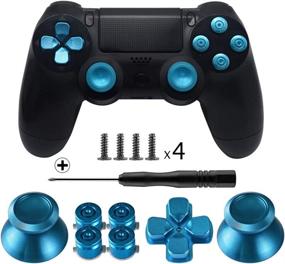 img 4 attached to 🎮 Enhance your Gaming Experience with TOMSIN Metal Buttons for PS4 Controller - Aluminum Thumbsticks, Bullet Buttons & D-pad (Blue)